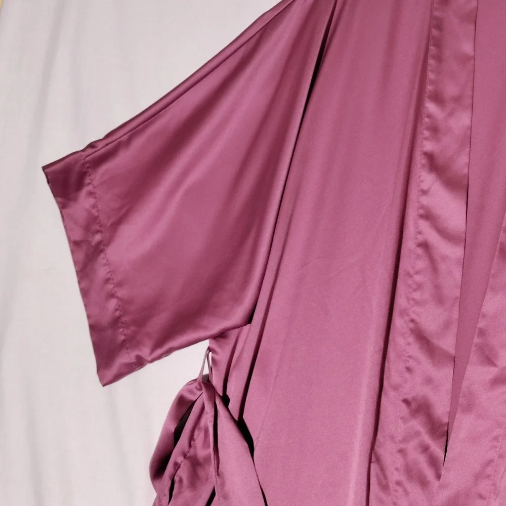 Vintage VICTORIA'S SECRET Nightgown Robe‎ Pink Satin Sz XS/S with Belt